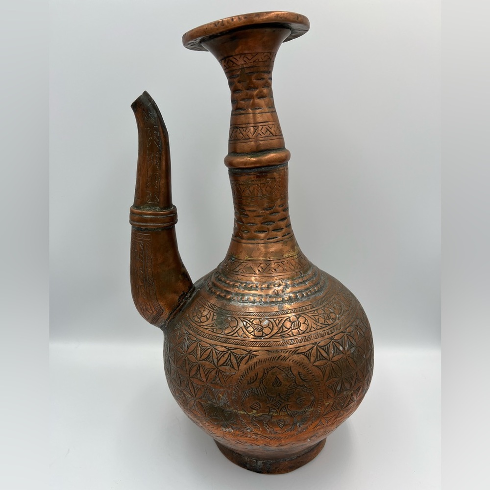 Vintage Antique 19th c. Ottoman Turkish Copper Ibrik Pot Water Ewer